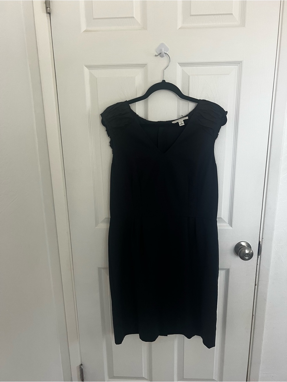 Banana Republic Black Midi Dress with Ruffled Cap Sleeves